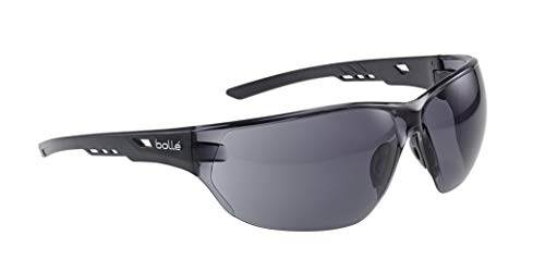 Bolle Safety NESSPSF, Ness Safety Glasses Anti-Scratch/Anti-Fog, Black Frame, Smoke Lenses, Universal