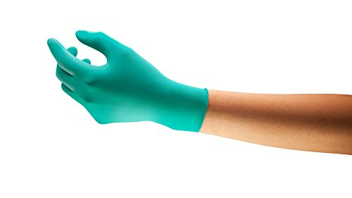 Ansell TouchNTuff 92-600 Nitrile Lightweight Glove with Beaded Cuff, Chemical/Splash Resistance, Powder Free, 4.7mil Thickness, 240mm Length, Size 9, Green (Box of 100)