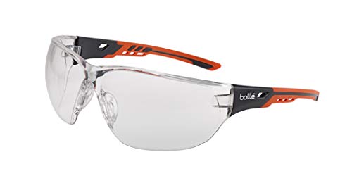 Bollé Safety NESSPPSI, Ness+ Safety Glasses Platinum, Black Orange Frame, Clear Lenses, Universal
