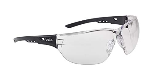 Bolle Safety NESSPSI, Ness Safety Glasses Anti-Scratch/Anti-Fog, Black Frame, Clear Lenses, Universal