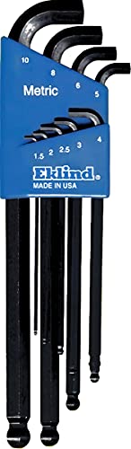 EKLIND 13509 Stubby-Ball-Hex-L Key allen wrench - 9pc set Metric MM sizes 1.5-10 Long series