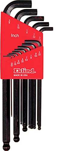 EKLIND 13113 Stubby-Ball-Hex-L Key allen wrench - 13pc set SAE Inch Sizes .050-3/8 Long series