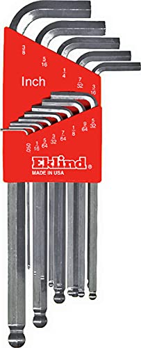 EKLIND 13313 Bright-Ball-Hex-L Key allen wrench - 13pc set SAE Inch Sizes .050-3/8 Long series