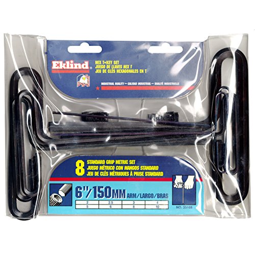 EKLIND 35168 Std Grip Hex T-Key allen wrench - 8pc set Metric MM sizes 2-10 (6In shaft)