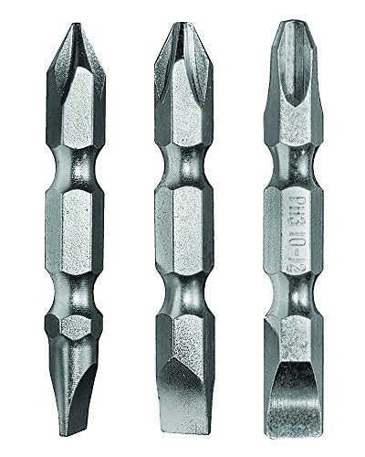 Century Drill & Tool 70280 Premium S2 Double Ended Screwdriving Bit Set, Phillips/Slotted, 3-Piece, MULTI-PAK X 2"